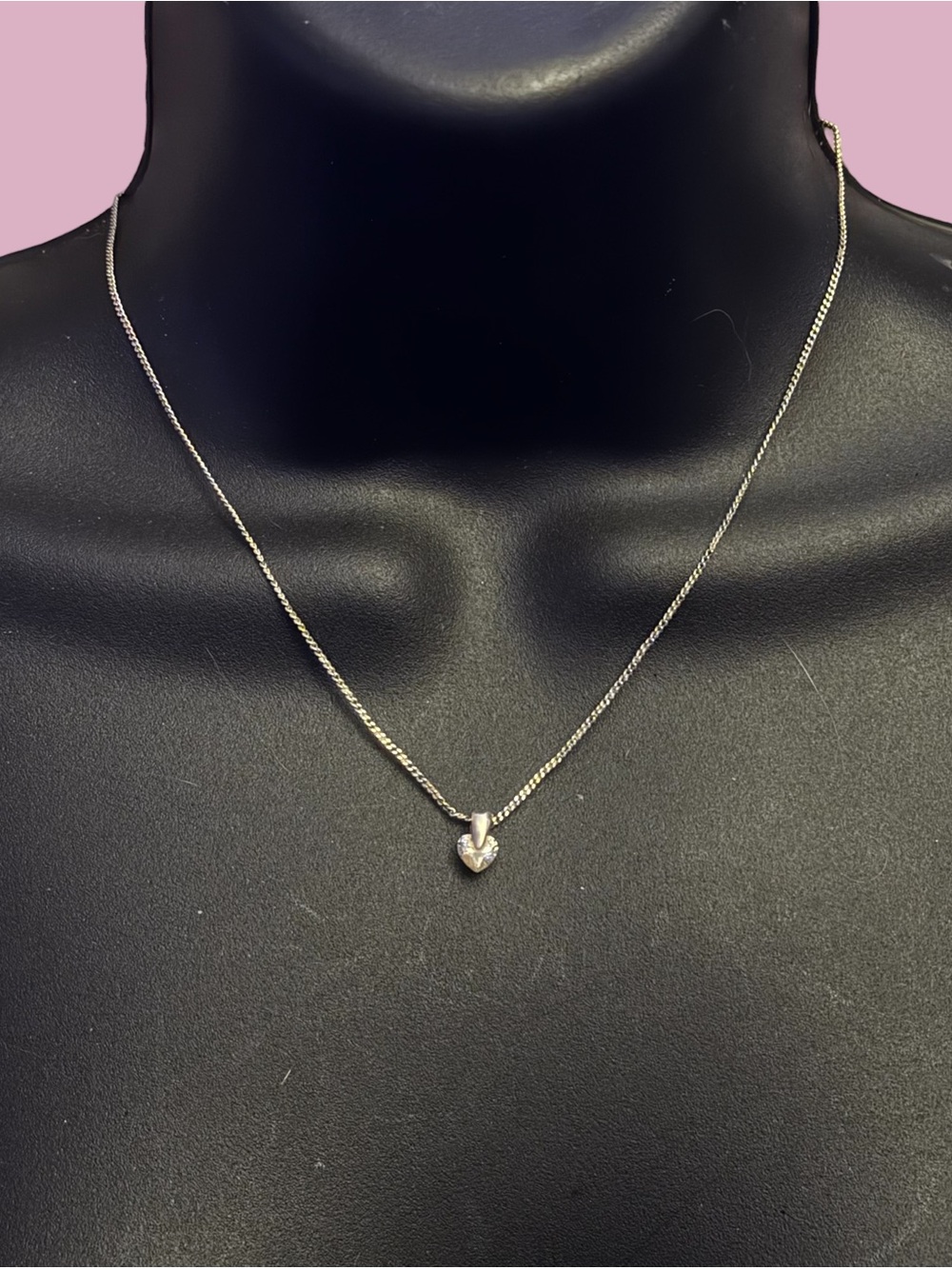 Nine West dainty silver tone crystal heart pendant necklace
